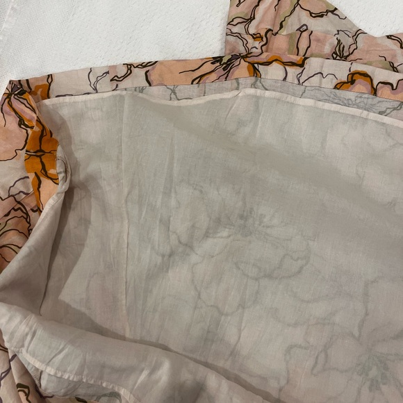 Amalie Linen Blend Peach Floral Print Midi Dress Size 6 Vacation Resortwear - Picture 16 of 17